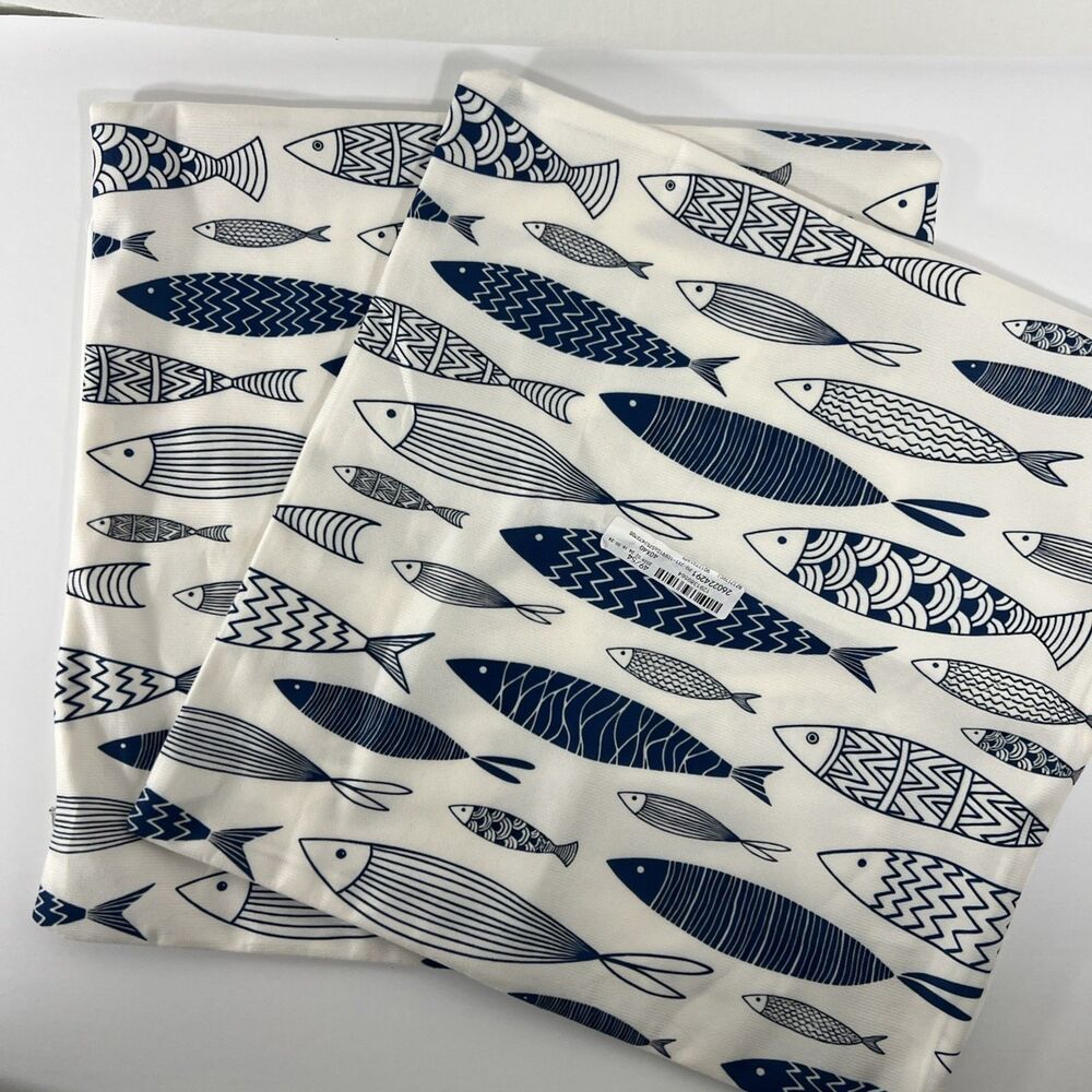 Japanese - Asian - Fish - Pillow Cover / Covers - Set of TWO - BRAND NEW